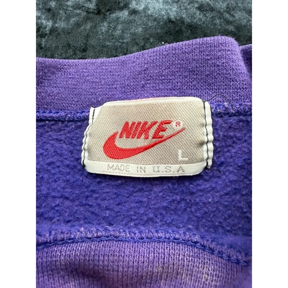 Vintage 90s Nike Sweatshirt Mens L Purple Oval Logo Made USA Crewneck